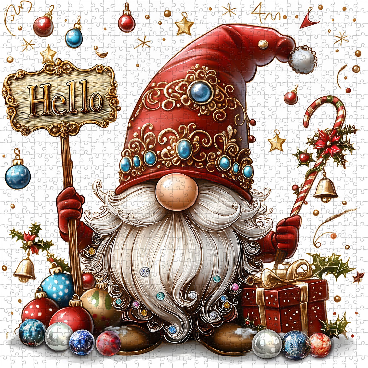 Vermont Christmas Company Puzzle 1000 Pezzi Giardino Degli Gnomi – 76x61 Cm, Arte Di Randy Wollenmann, Materiali Riciclati