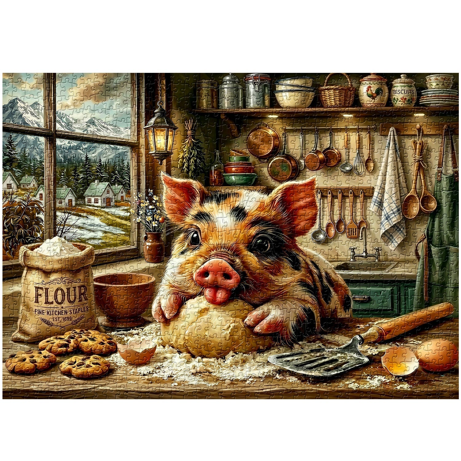 Piggy Chef Jigsaw Puzzle 1000 Pieces