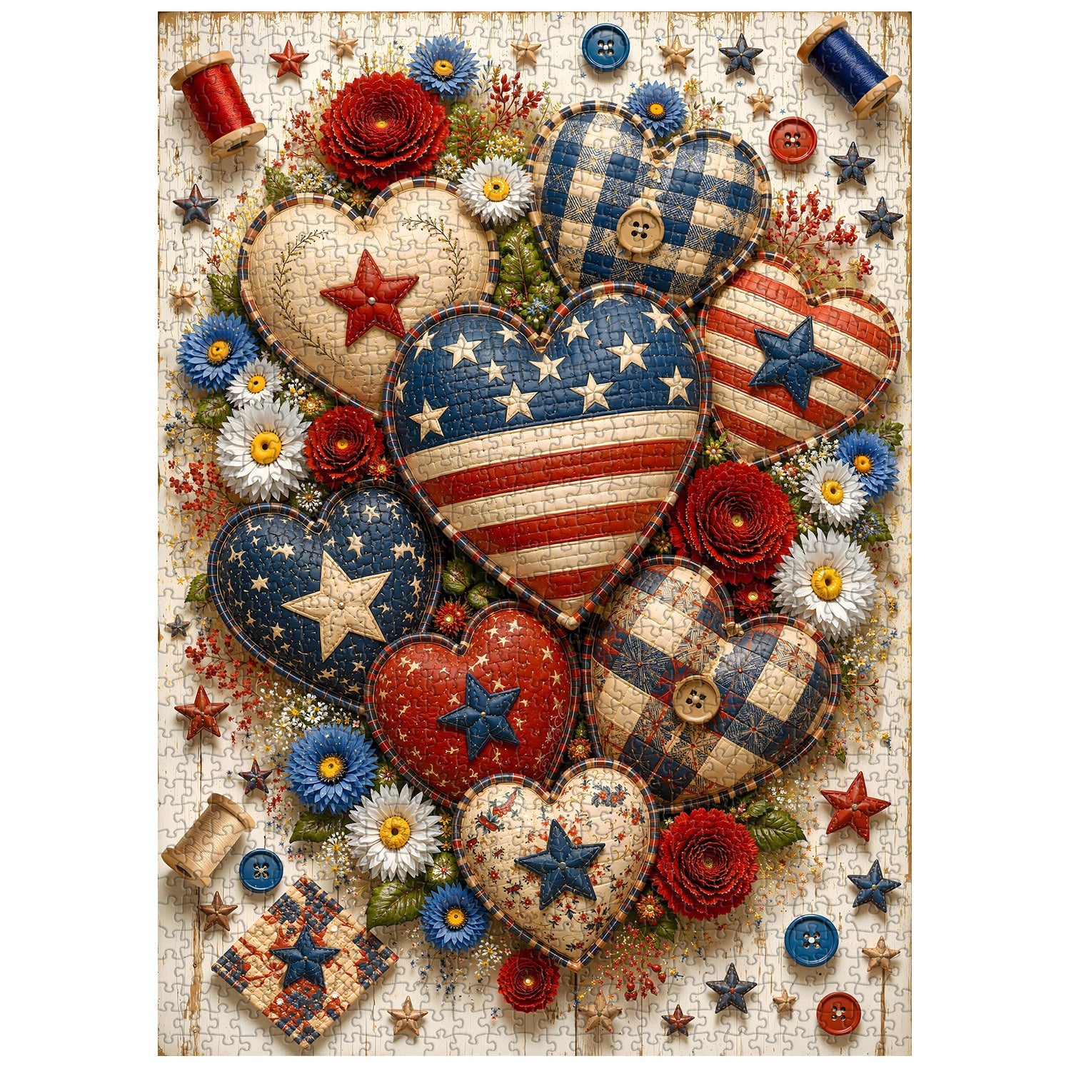 Patriotic Hearts Jigsaw Puzzle 1000 Pieces