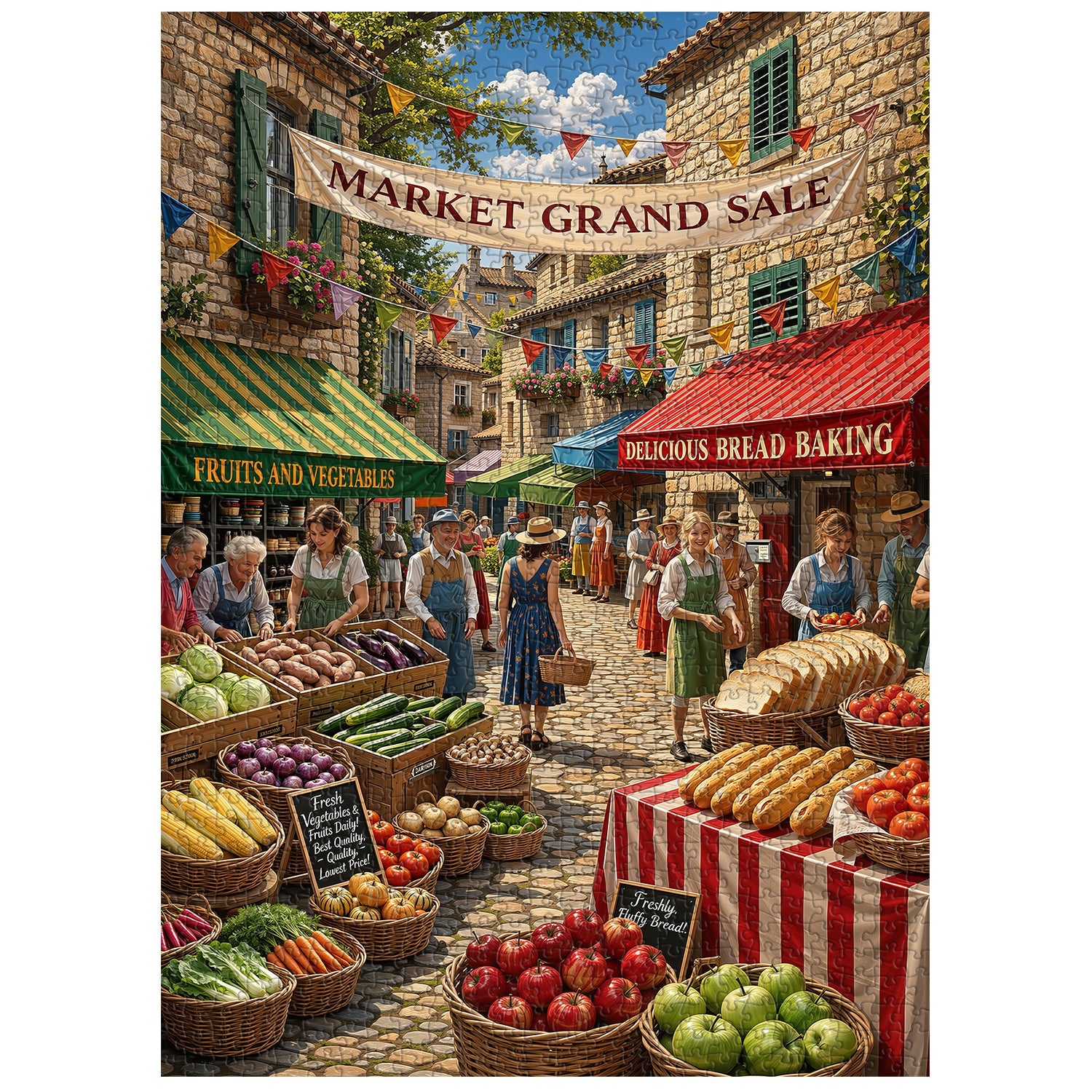 Village Market Jigsaw Puzzle 1000 Piece