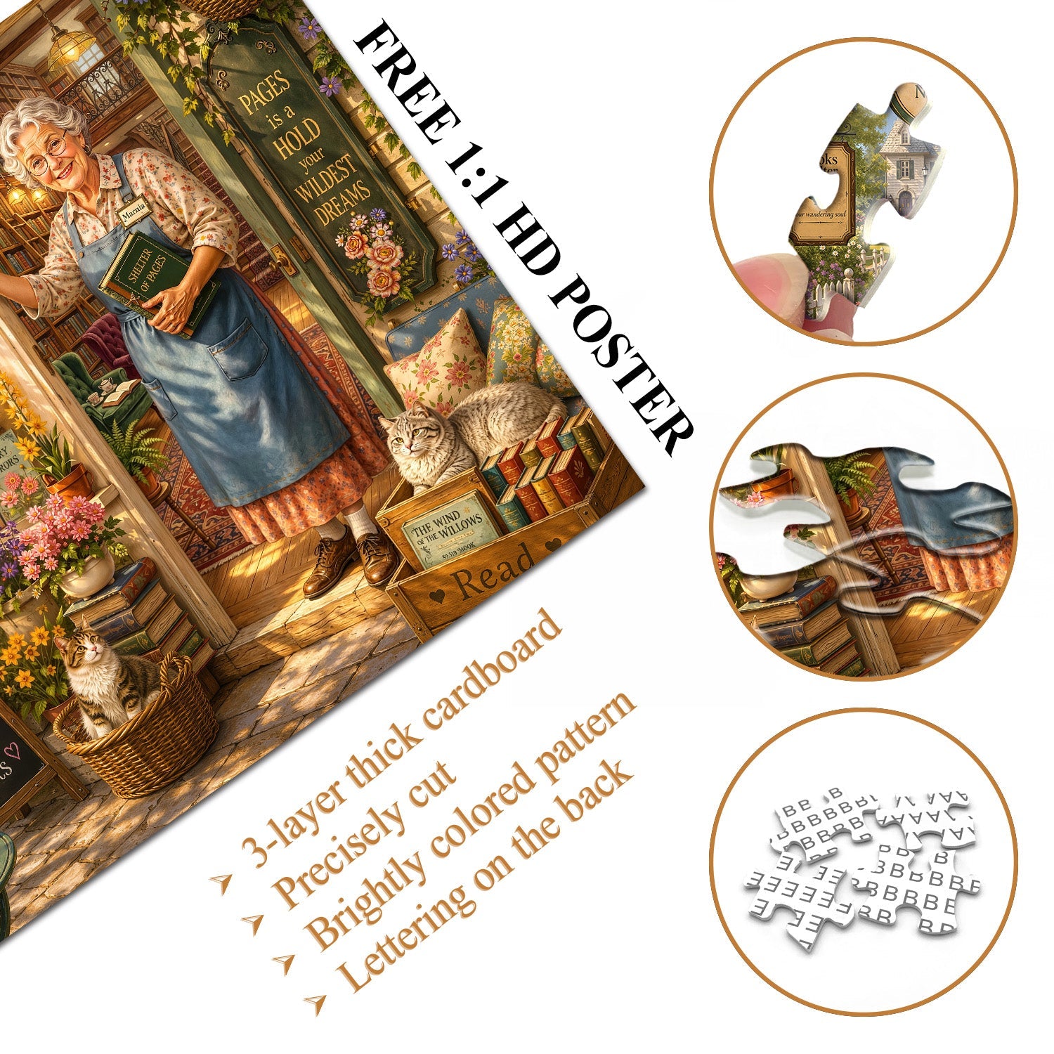 Floral Booknook Jigsaw Puzzle 1000 Piece