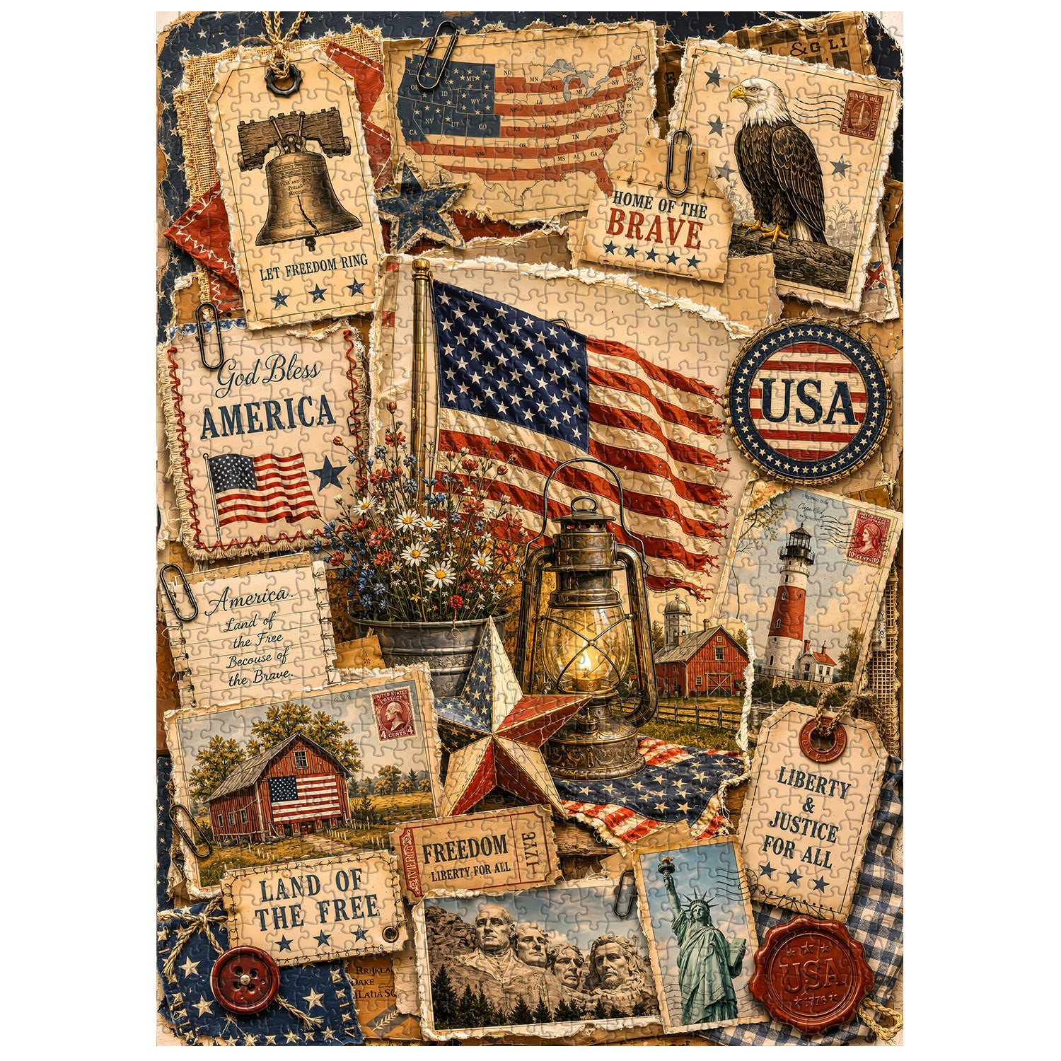 Vintage Americana Collage Jigsaw Puzzle 1000 Pieces