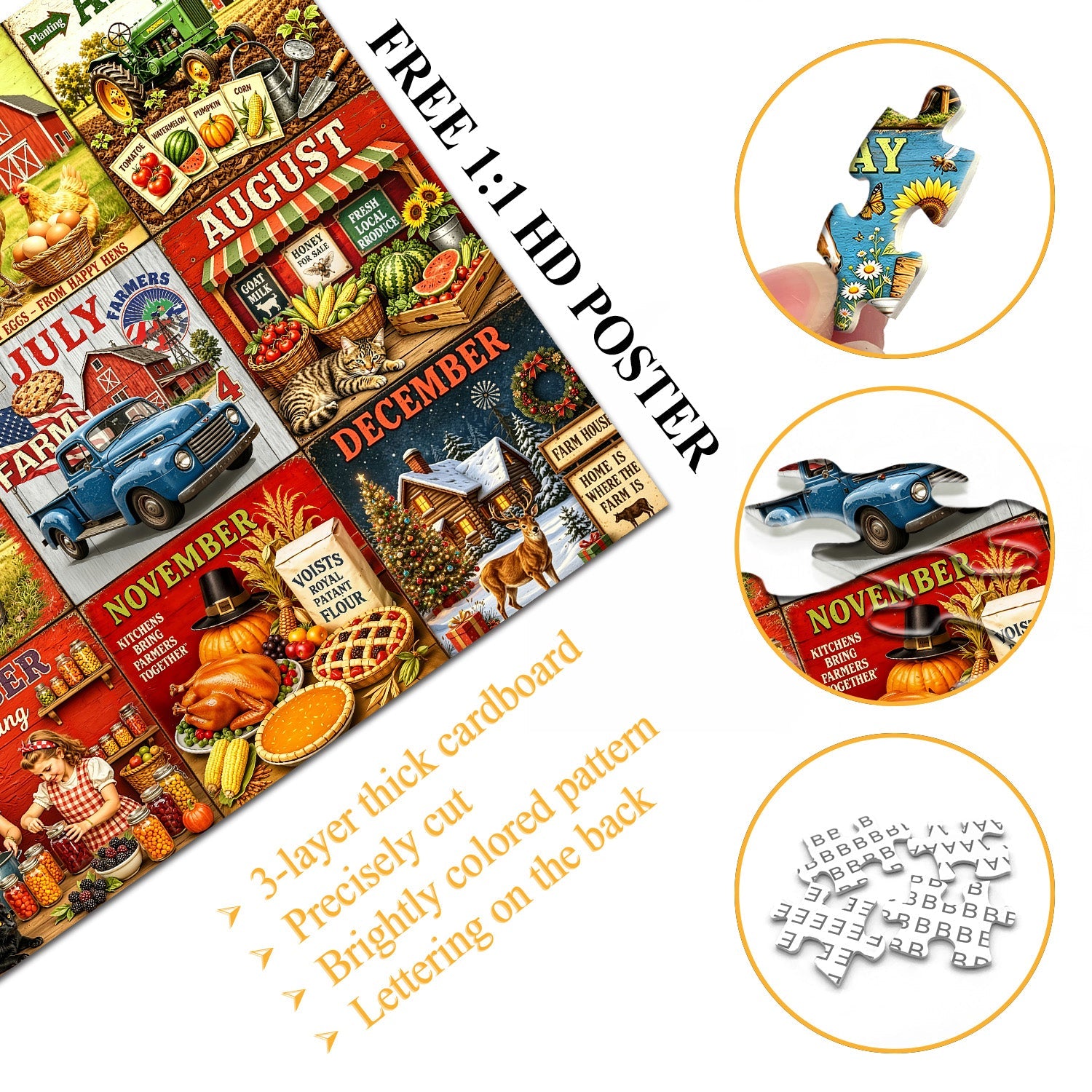 Twelve Farm Months Jigsaw Puzzle 1000 Piece