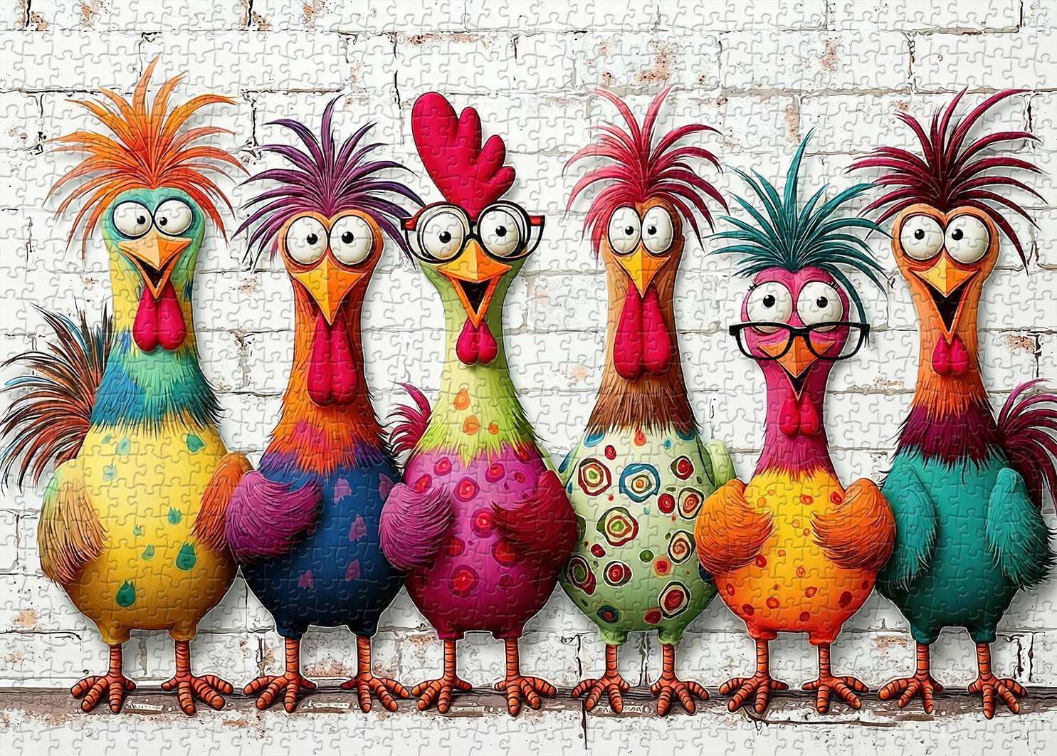 Crazy Colorful Chickens Jigsaw Puzzle 1000 Pieces