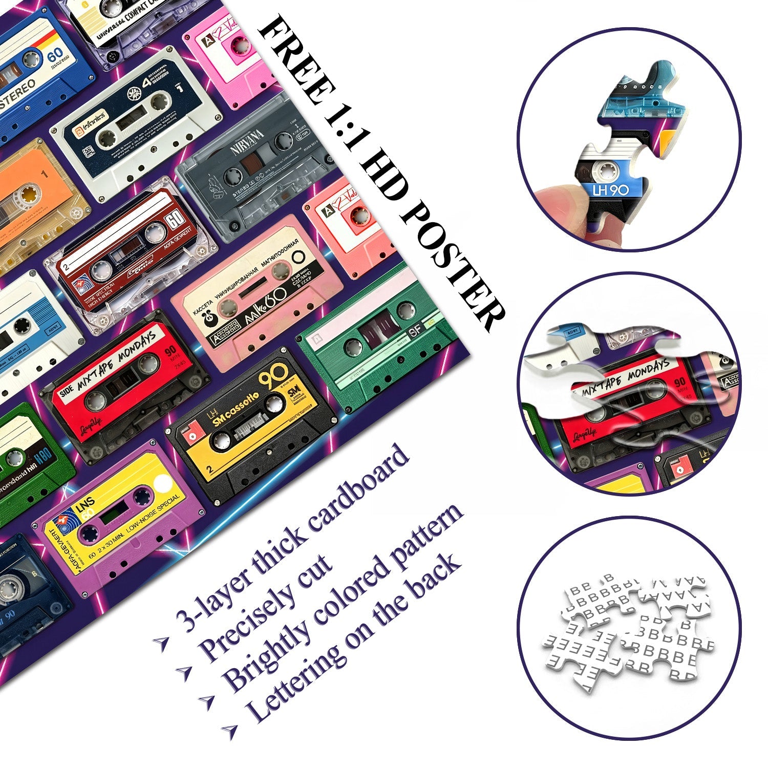 Vintage Cassette Tapes Jigsaw Puzzle 1000 Pieces