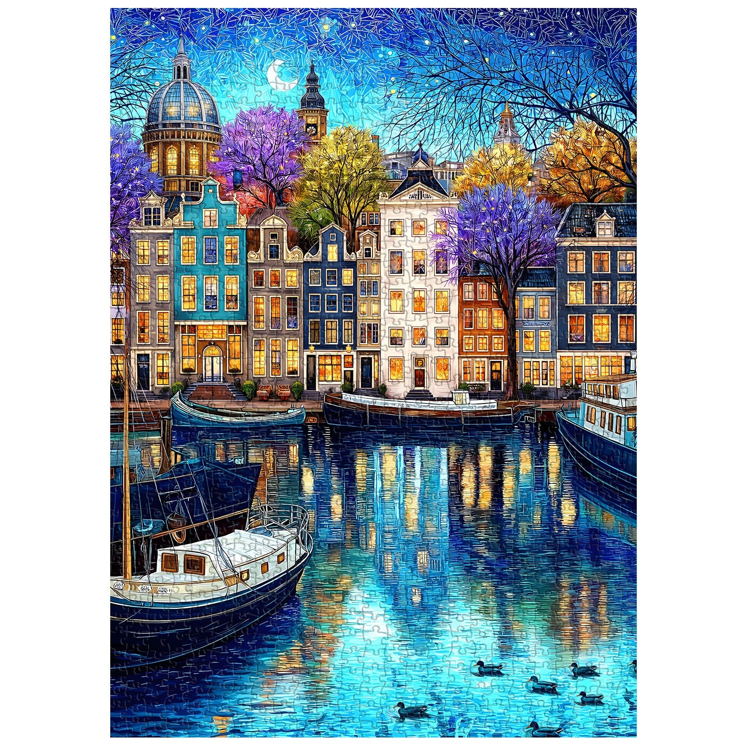 Canal Starry Night Jigsaw Puzzle 1000 Pieces