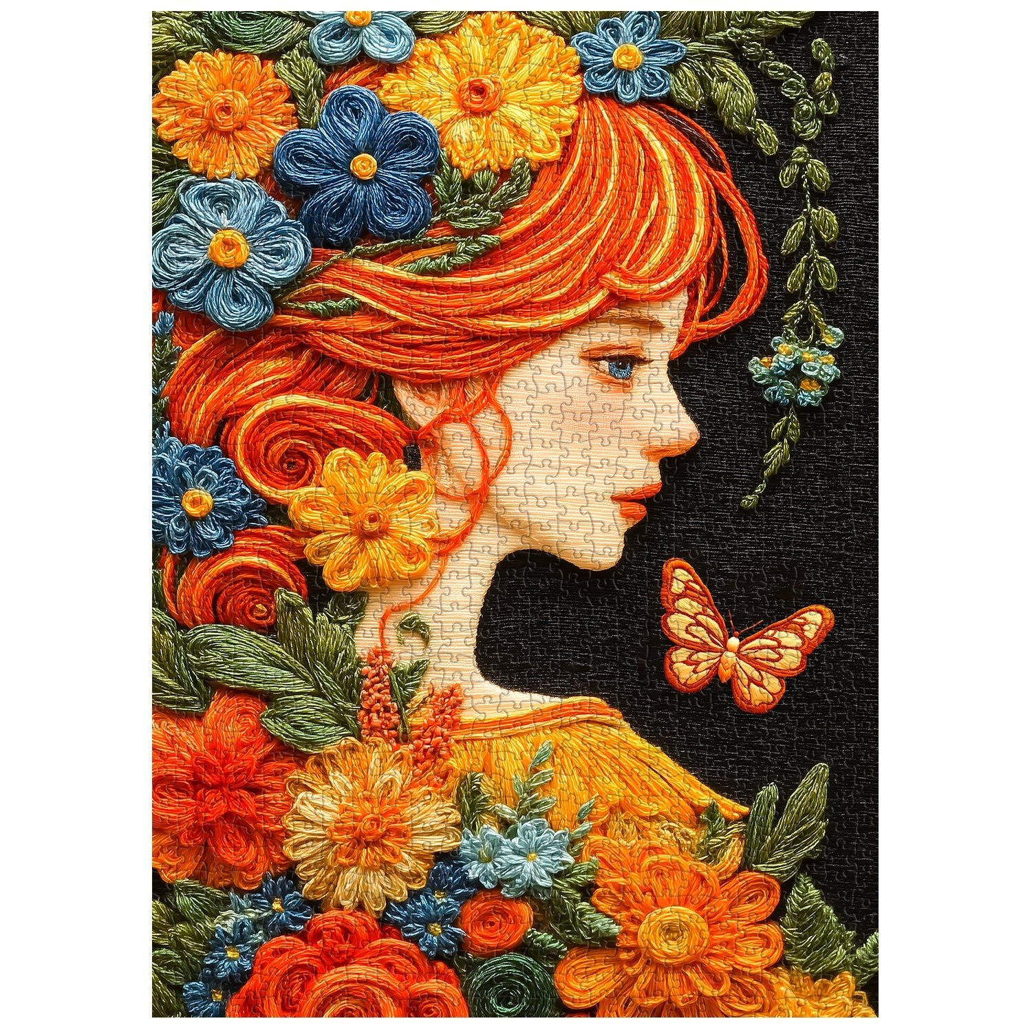 Embroidery Floral Muse Jigsaw Puzzle 1000 Pieces