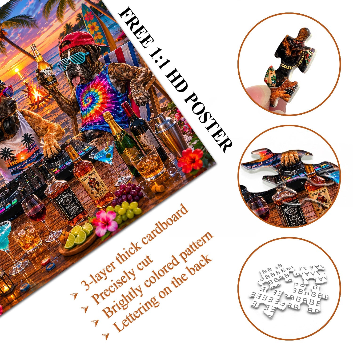 Tropical Dogs DJ Party Jigsaw Puzzle 1000 Pieces
