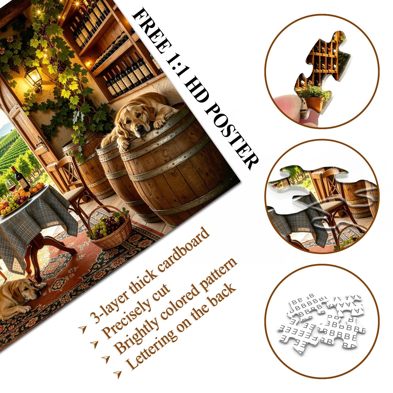 Sunlit Tuscan Wine Cellar Jigsaw Puzzle 1000 Pieces
