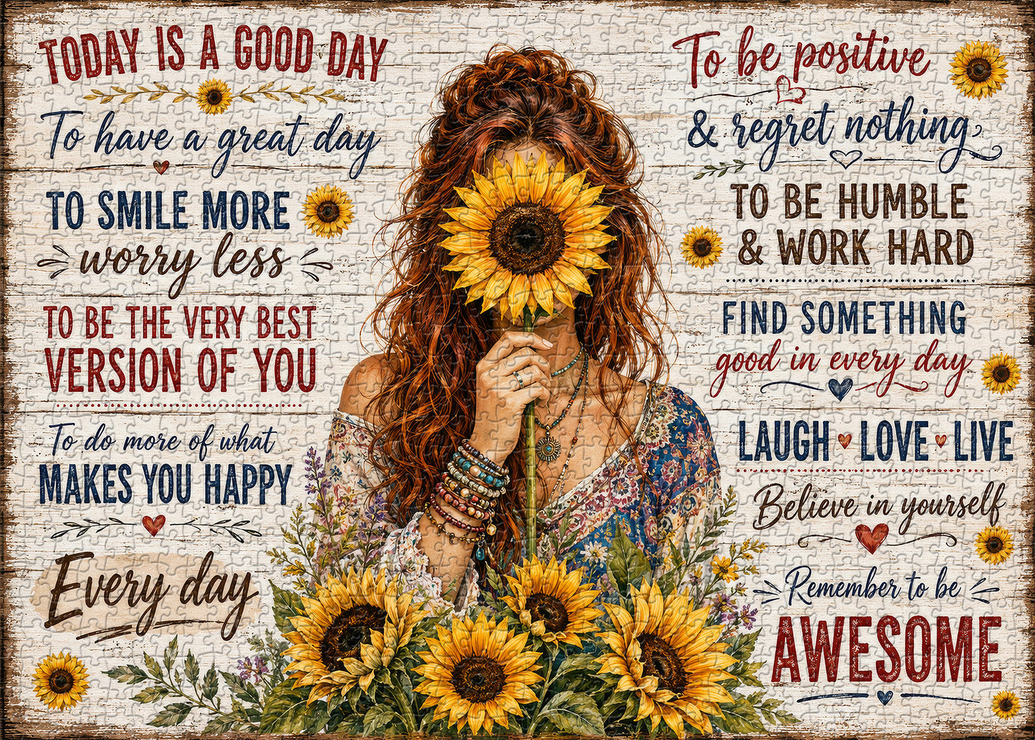 Sunflower Positivity Jigsaw Puzzle 1000 Pieces