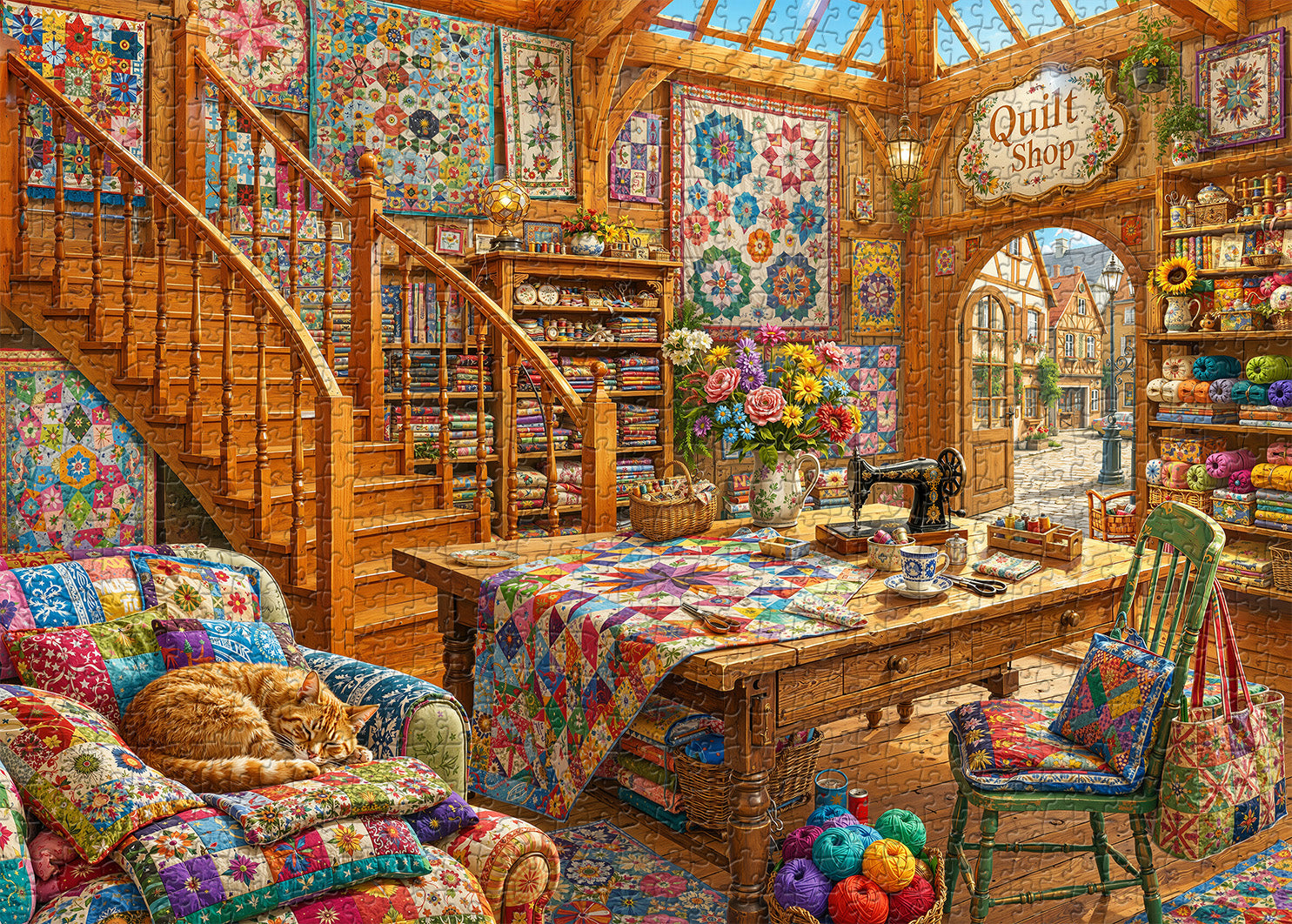 Cat Sleep Fabric House Jigsaw Puzzle 1000 Pieces