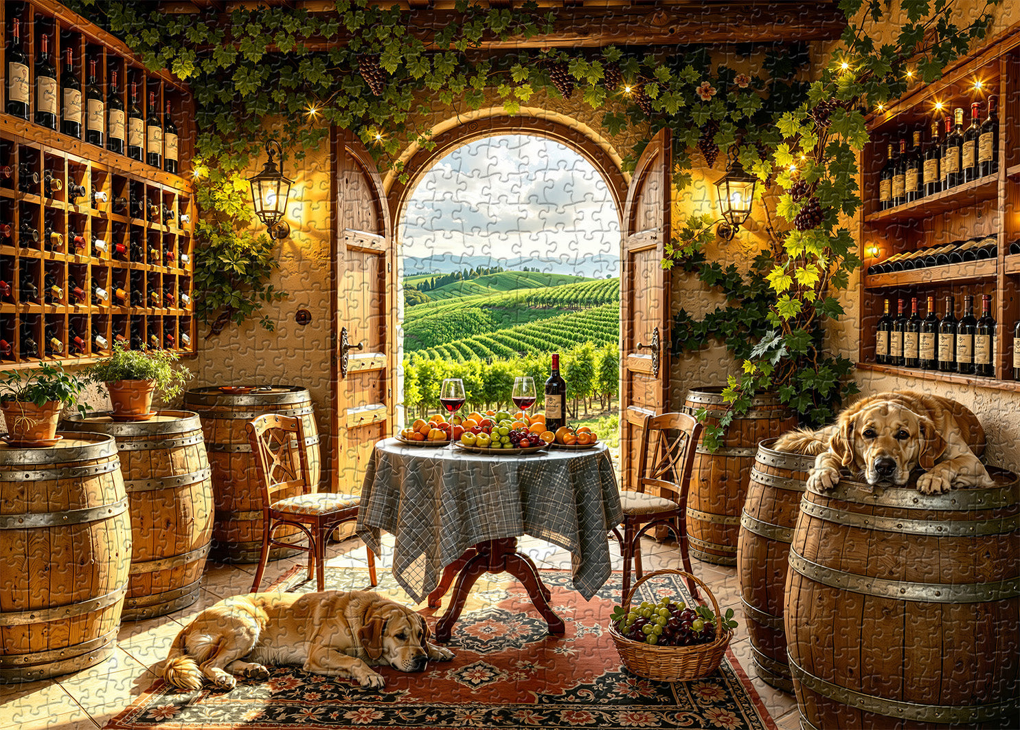 Sunlit Tuscan Wine Cellar Jigsaw Puzzle 1000 Pieces