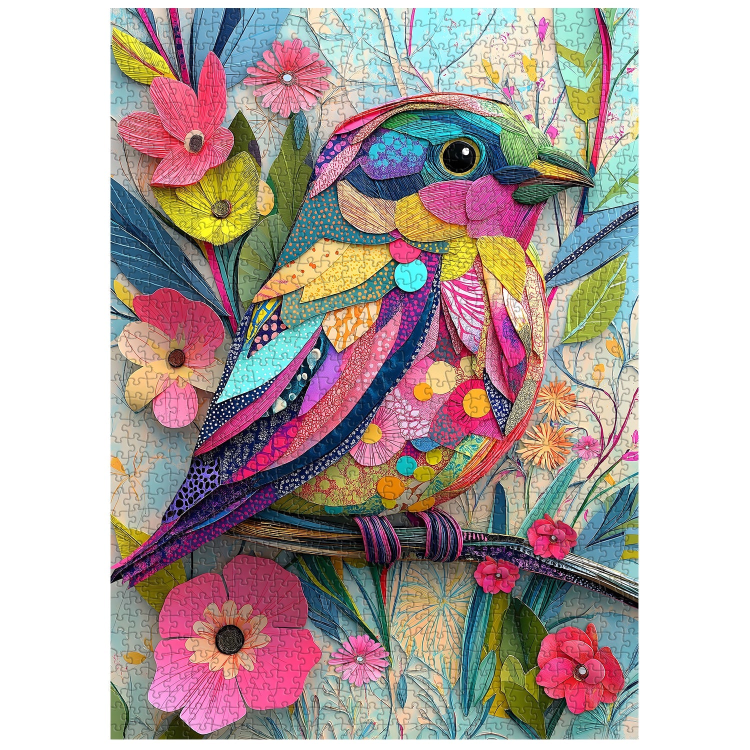 Collage Colorful Bird Jigsaw Puzzle 1000 Pieces
