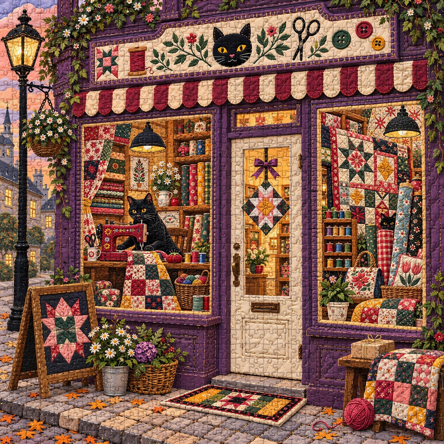 Black Cat Sewing Shop Jigsaw Puzzle 1000 Pieces