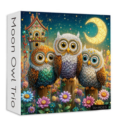 Moon Owl Trio Jigsaw Puzzle 1000 Piece
