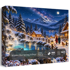 Winter Hot Spring Village Jigsaw Puzzle 1000 Pieces
