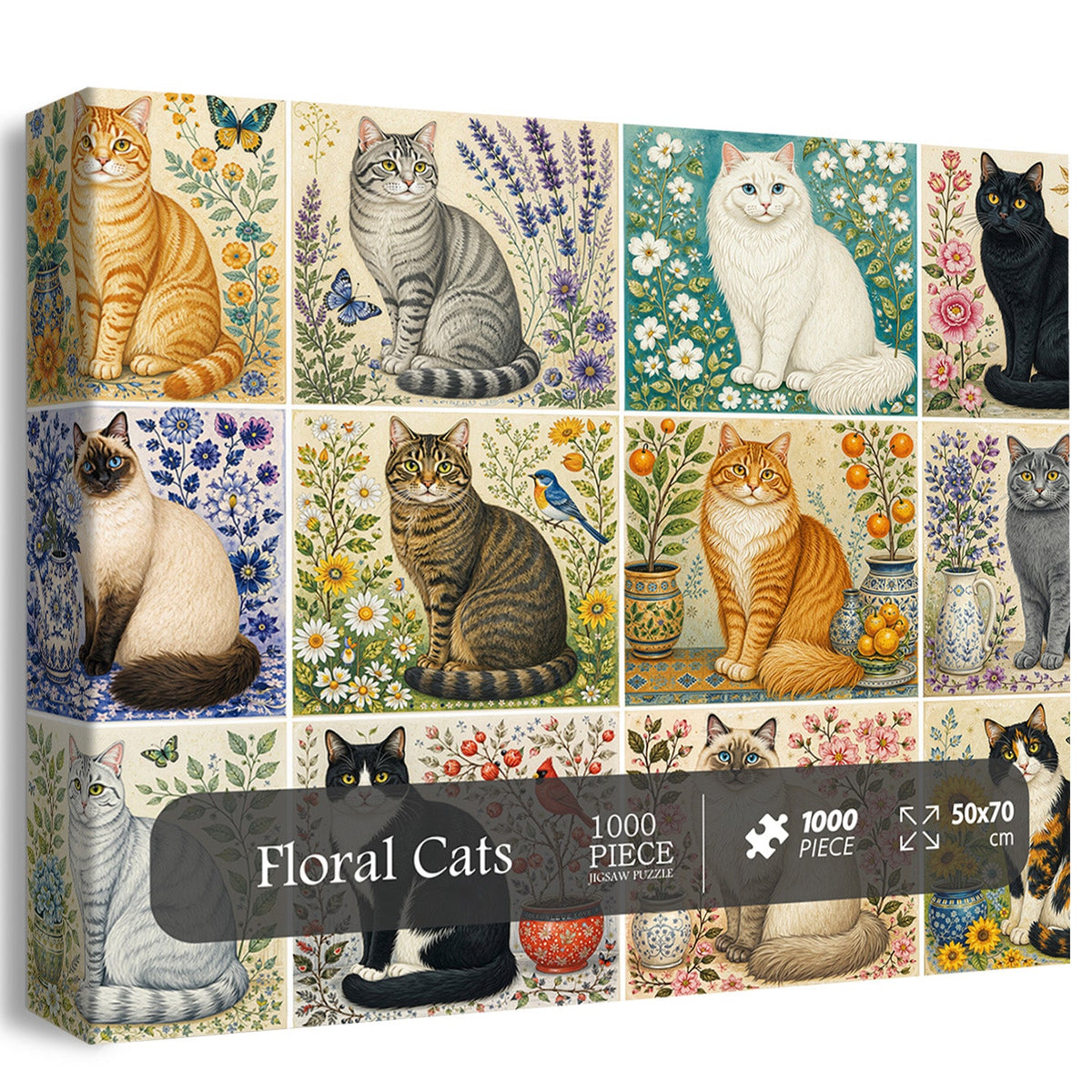 Floral Cats Jigsaw Puzzle 1000 Piece