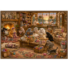 Cozy Knitting Cottage Cats Jigsaw Puzzle 1000 Piece