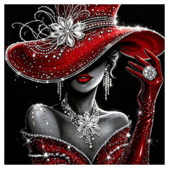 Lady in Red Diamonds Jigsaw Puzzle 1000 Pieces