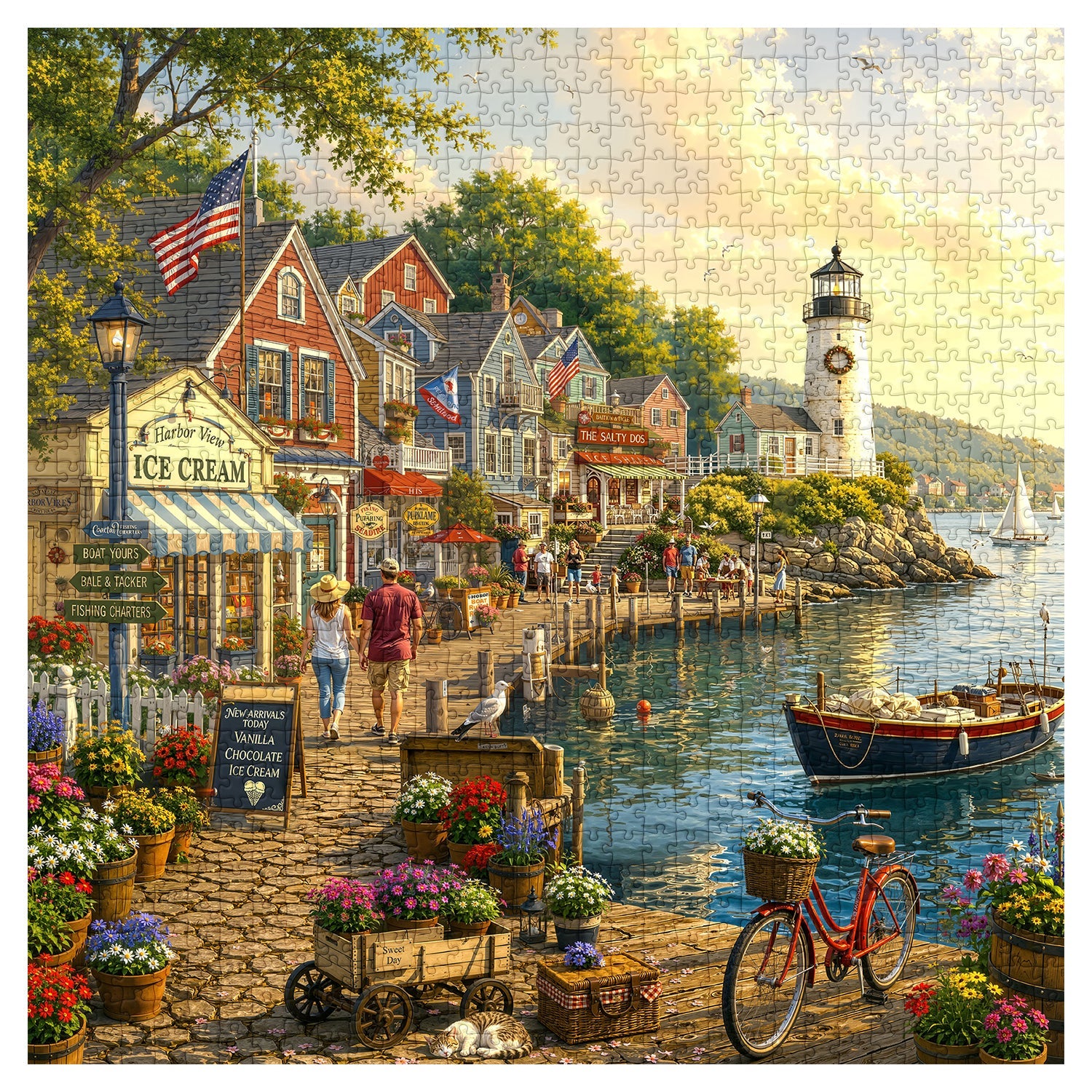 Village Harbor Jigsaw Puzzle 1000 Piece