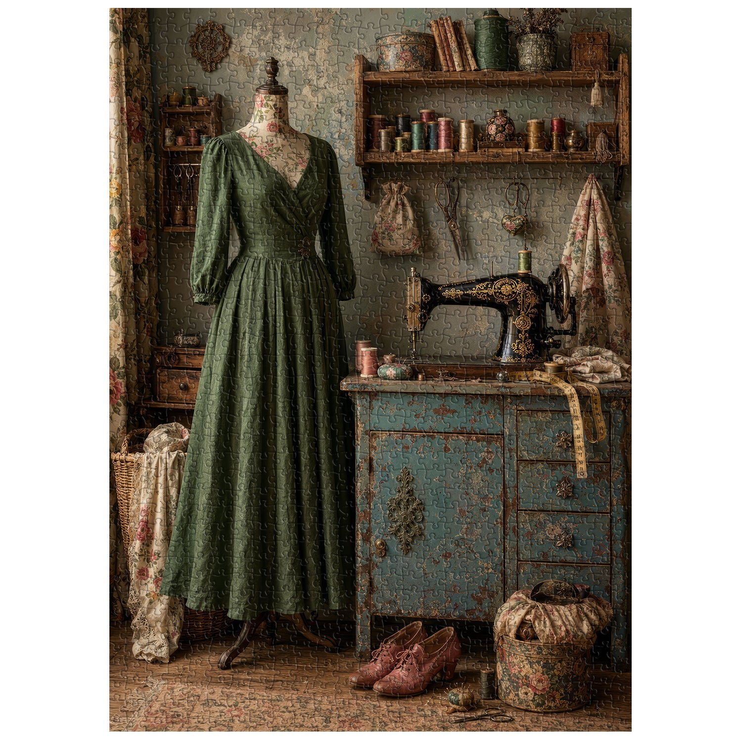 Vintage Sewing Nook Jigsaw Puzzle 1000 Piece