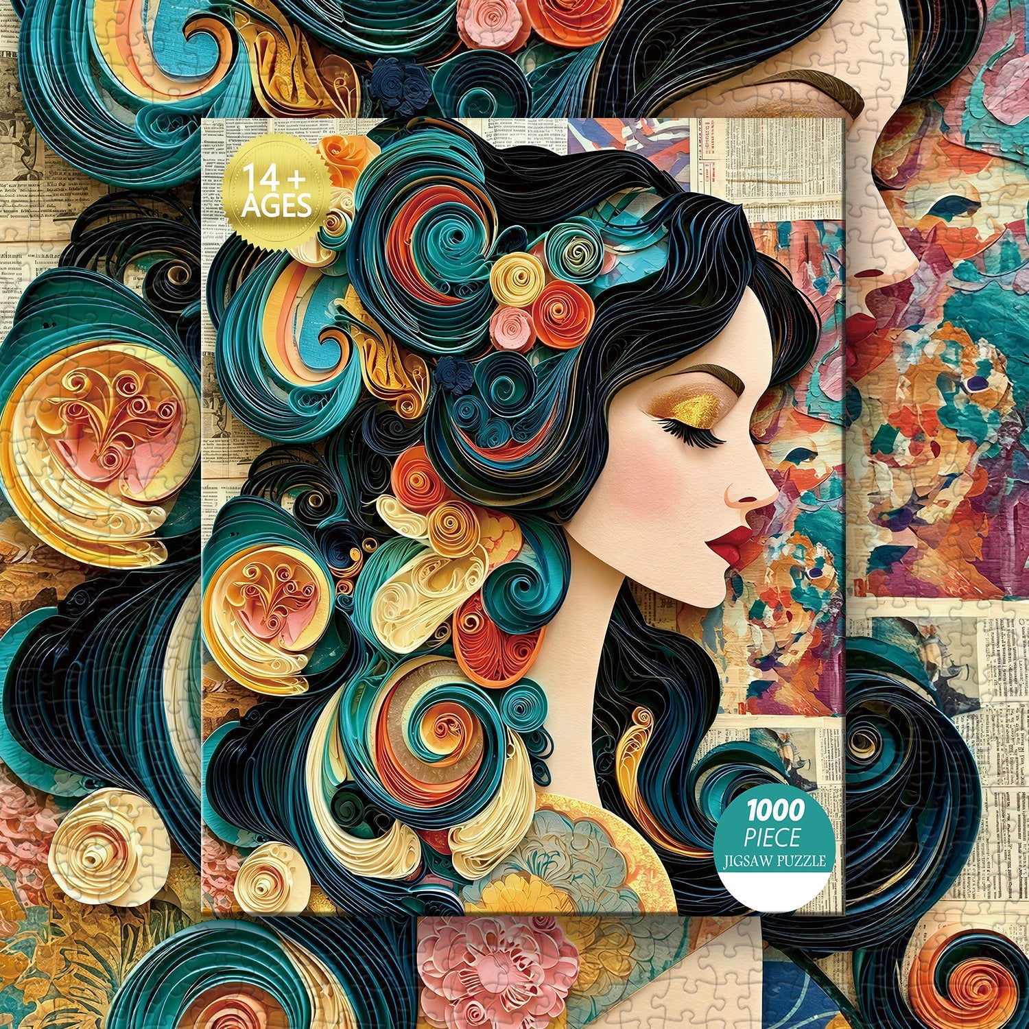 Paper Swirl Lady Jigsaw Puzzle 1000 Piece
