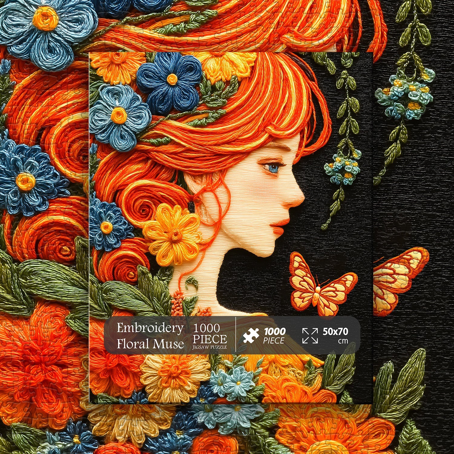 Embroidery Floral Muse Jigsaw Puzzle 1000 Pieces
