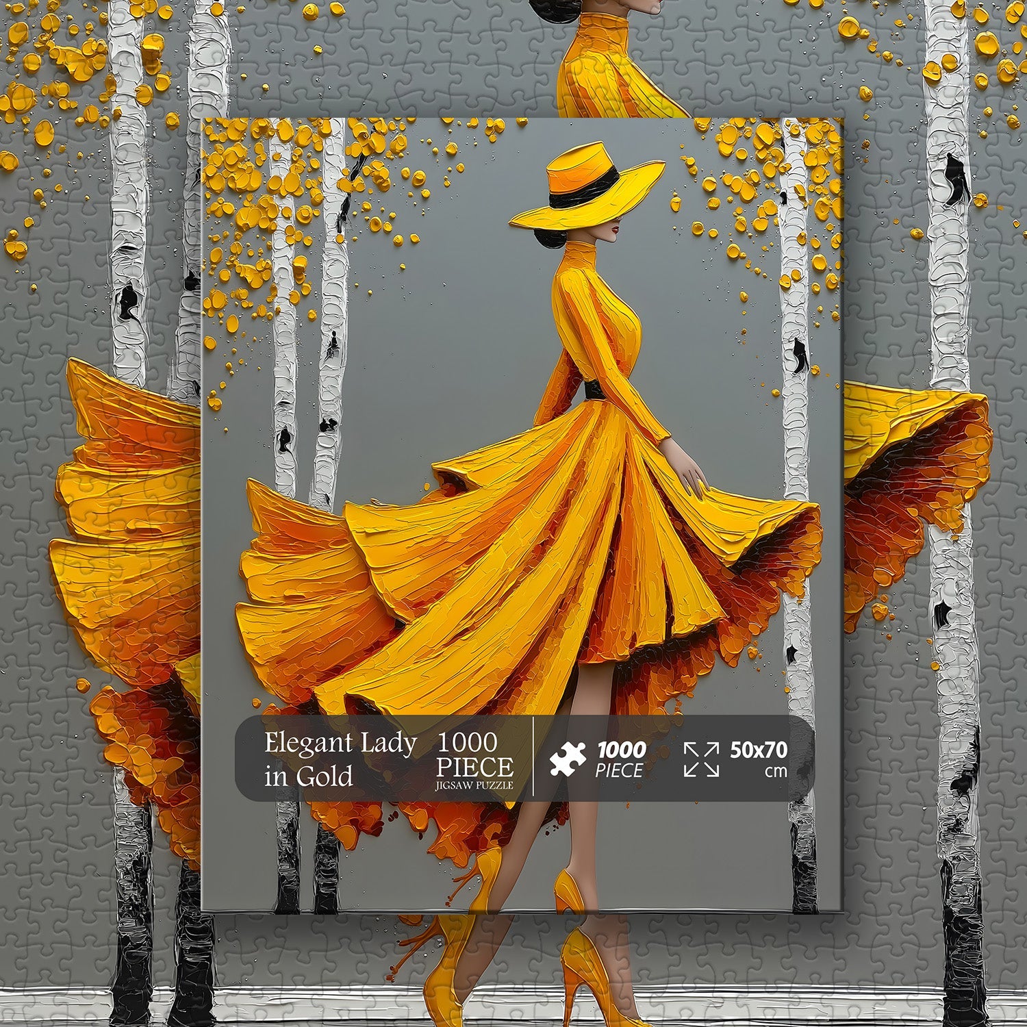 Elegant Lady in Gold Jigsaw Puzzle 1000 Pieces