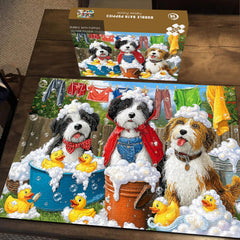 Puzzle de 1000 pièces Chiots au bain moussant