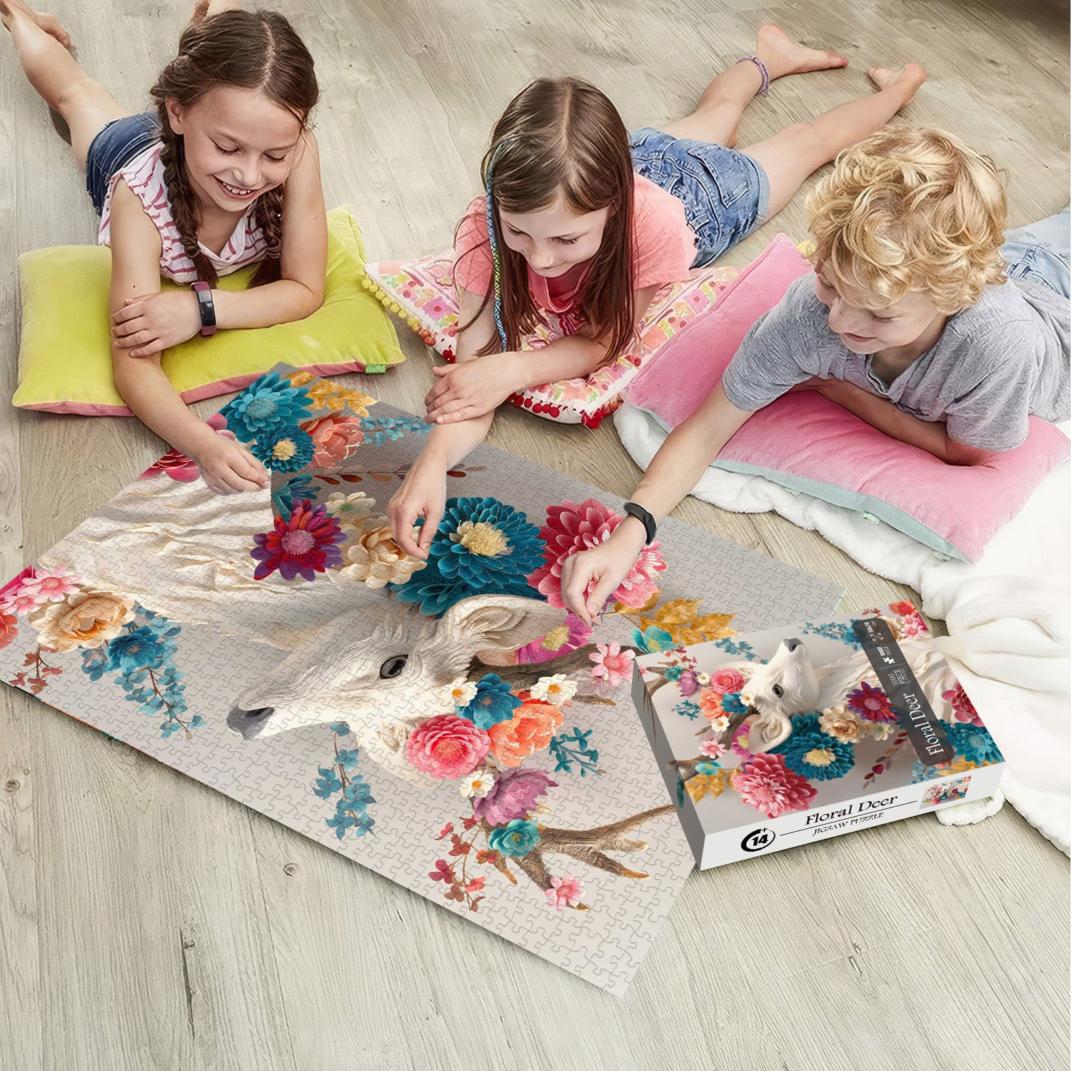 Floral Deer Jigsaw Puzzles 1000 Pieces
