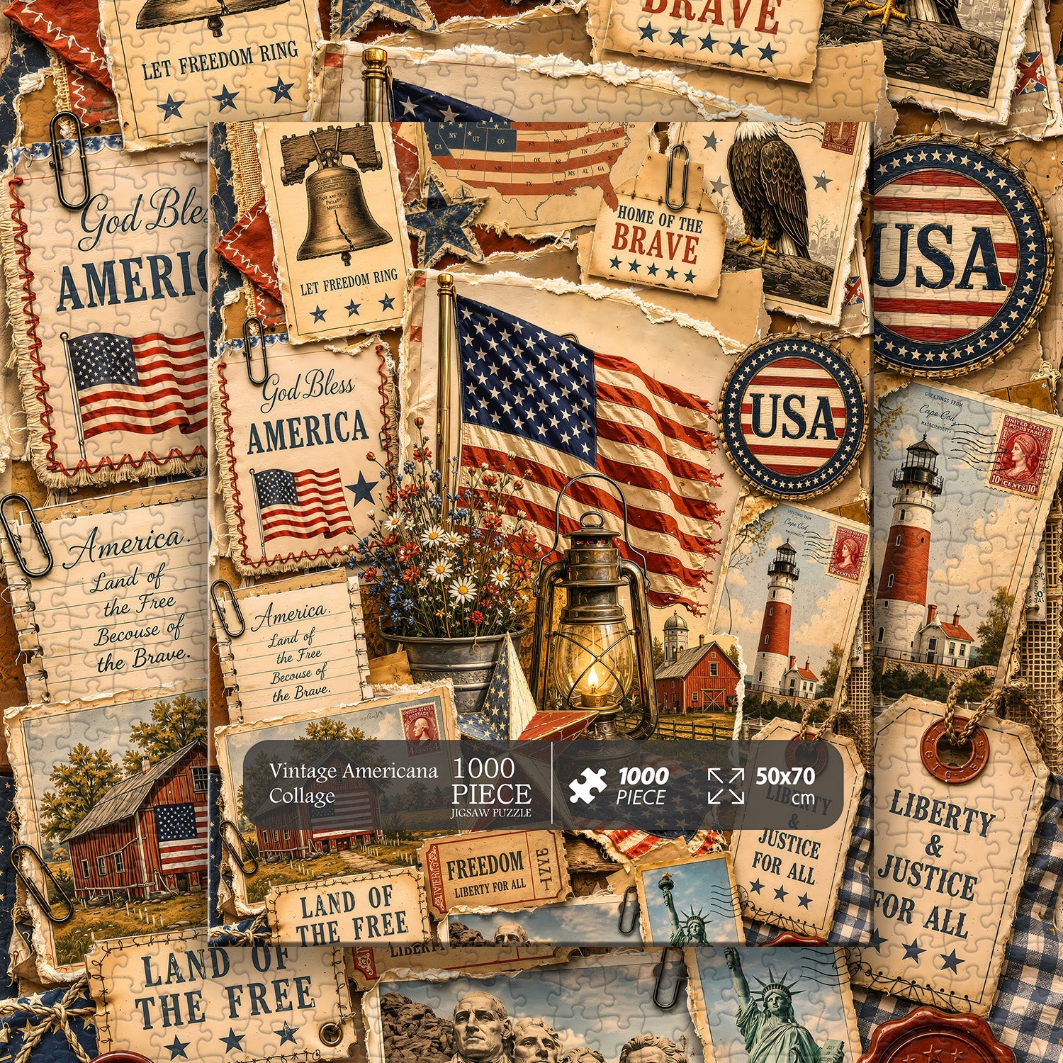 Vintage Americana Collage Jigsaw Puzzle 1000 Pieces