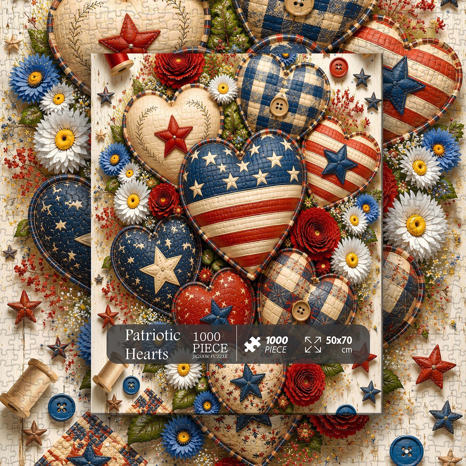 Patriotic Hearts Jigsaw Puzzle 1000 Pieces