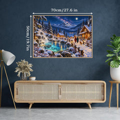 Winter Hot Spring Village Jigsaw Puzzle 1000 Pieces