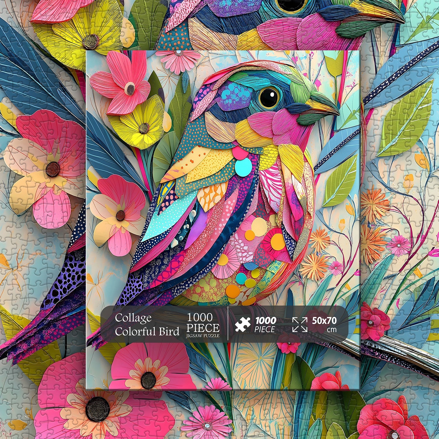 Collage Colorful Bird Jigsaw Puzzle 1000 Pieces