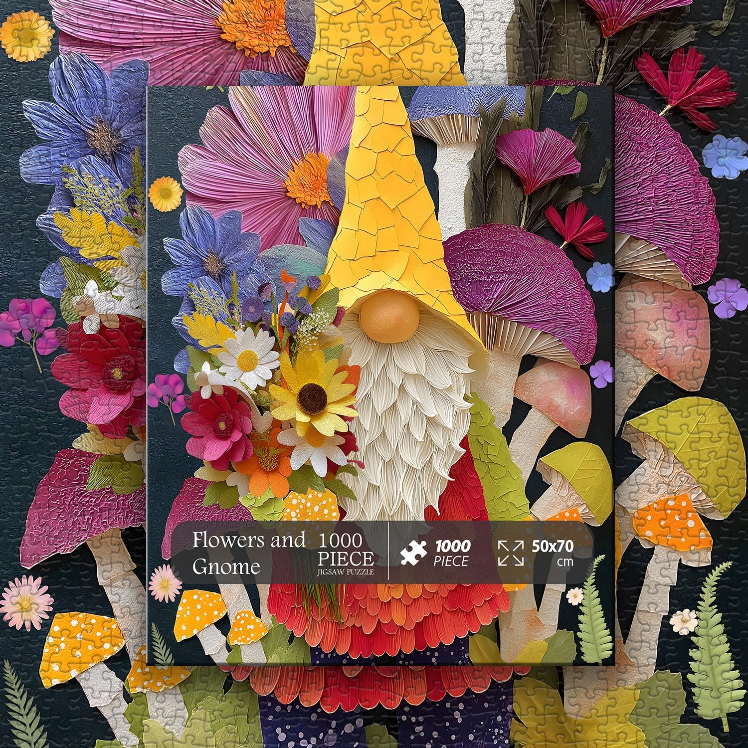 Puzzle de 1000 pièces Fleurs et nain de jardin