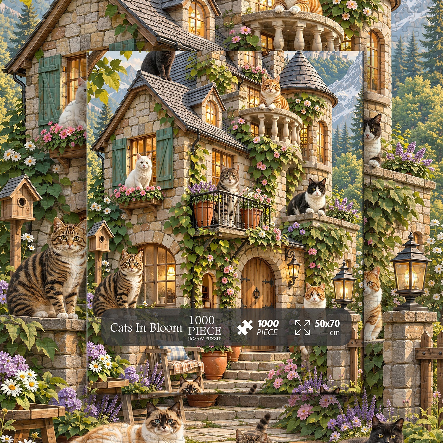 Cats In Bloom Jigsaw Puzzle 1000 Piece