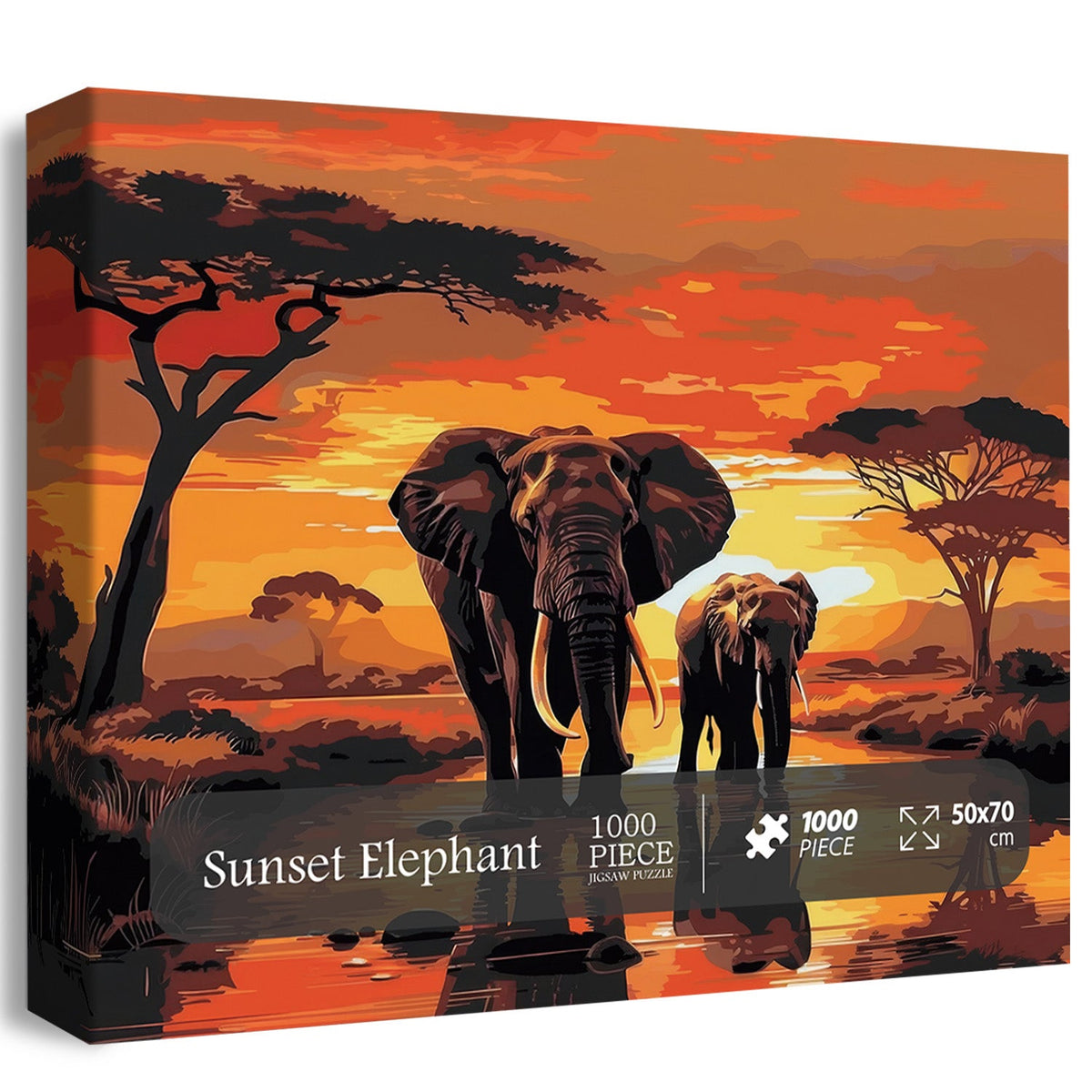 Sunset Elephant Jigsaw Puzzle 1000 Pieces