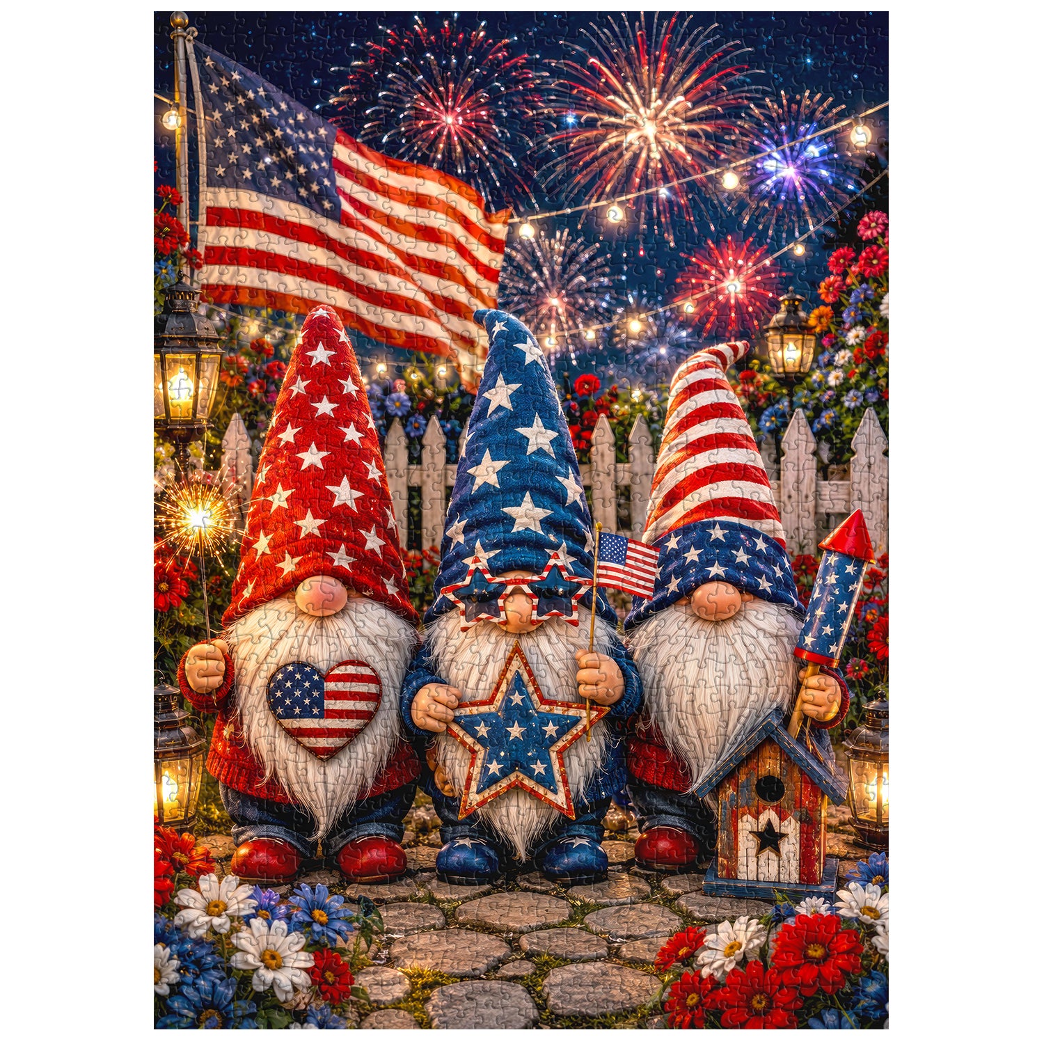 Firework Gnome Celebration Jigsaw Puzzle 1000 Piece