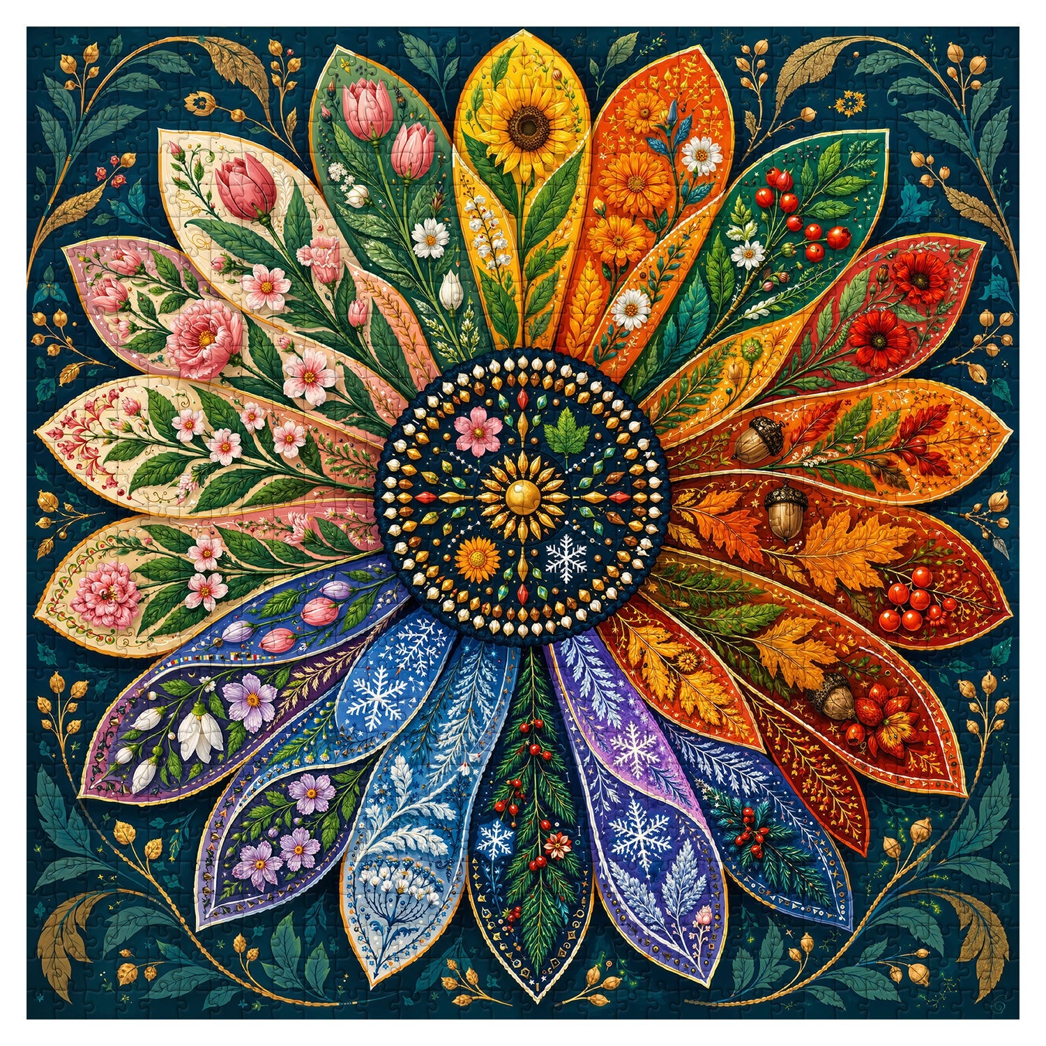 Seasonal Flower Wheel Jigsaw Puzzle 1000 Piece