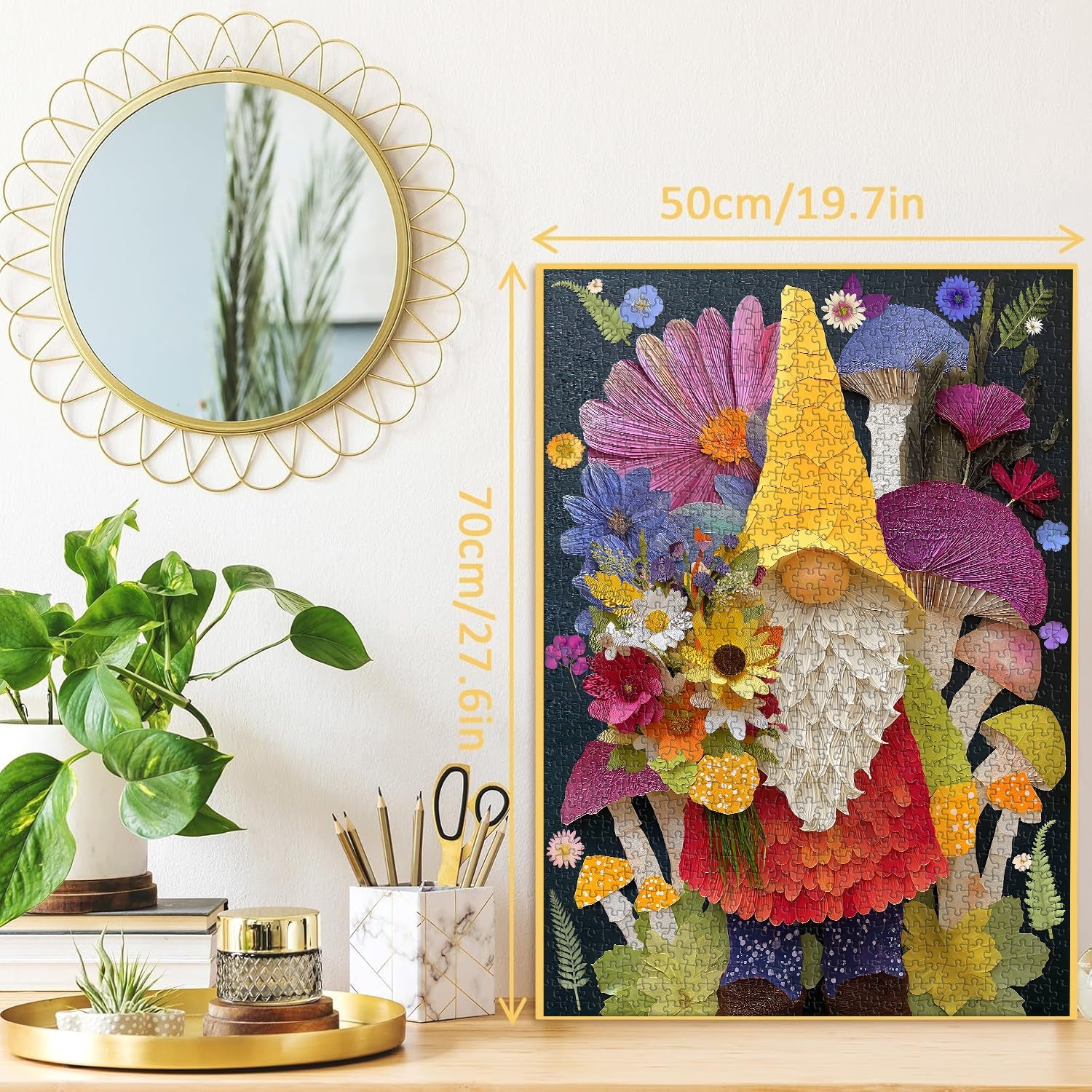 Puzzle de 1000 pièces Fleurs et nain de jardin