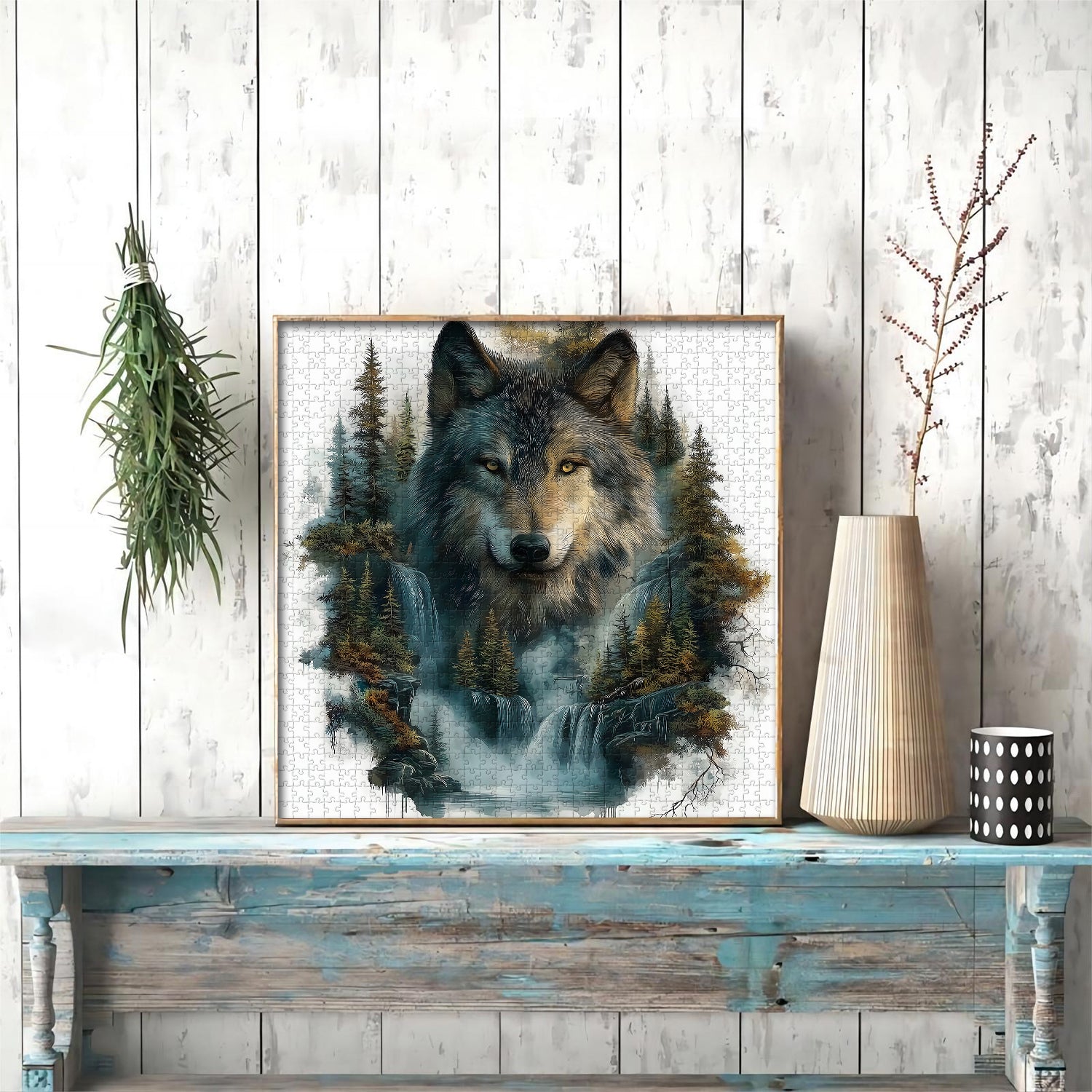 Wolf at the Waterfall Jigsaw Puzzle 1000 Pieces