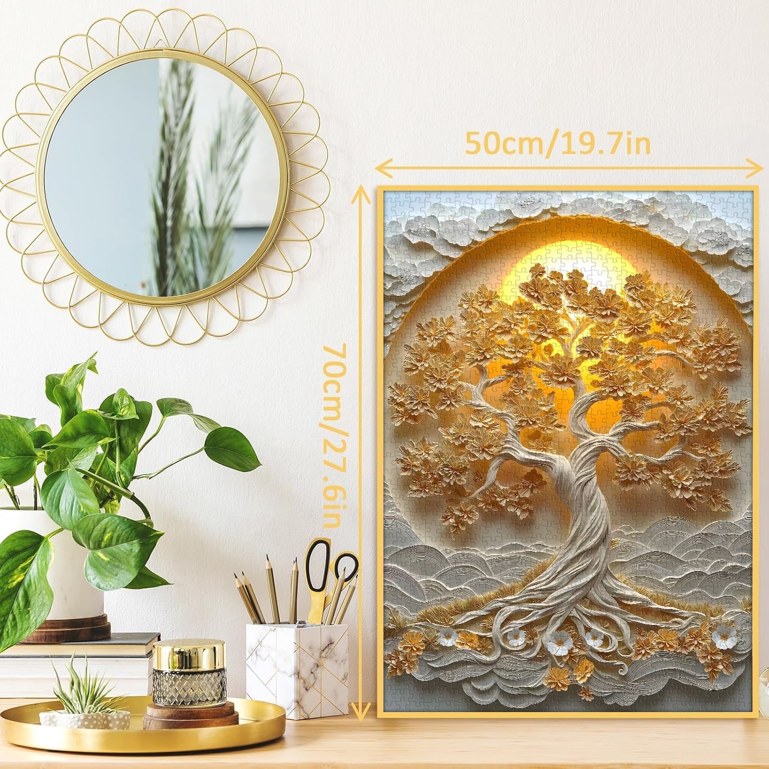 Golden Paper Tree Jigsaw Puzzle 1000 Pieces