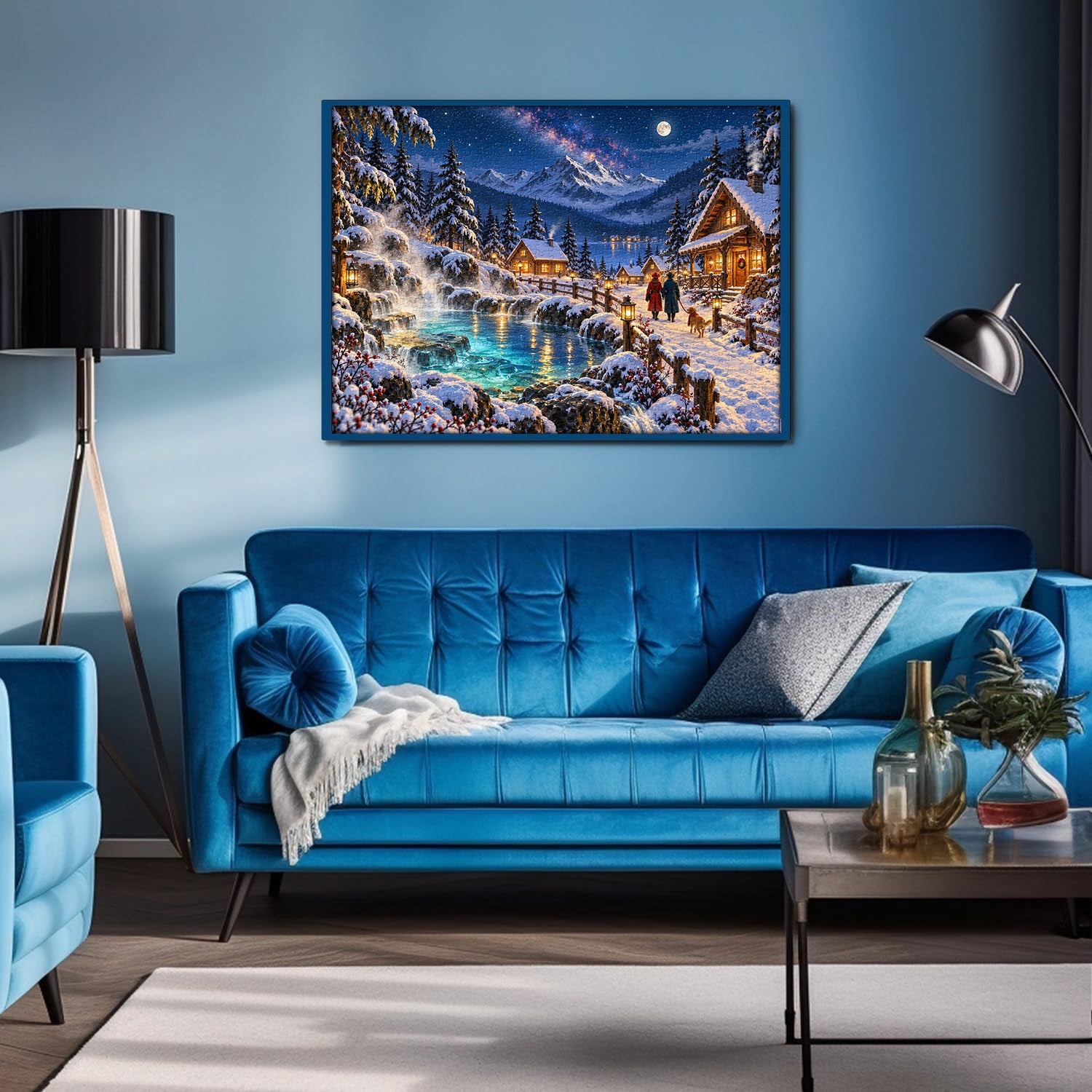 Winter Hot Spring Village Jigsaw Puzzle 1000 Pieces