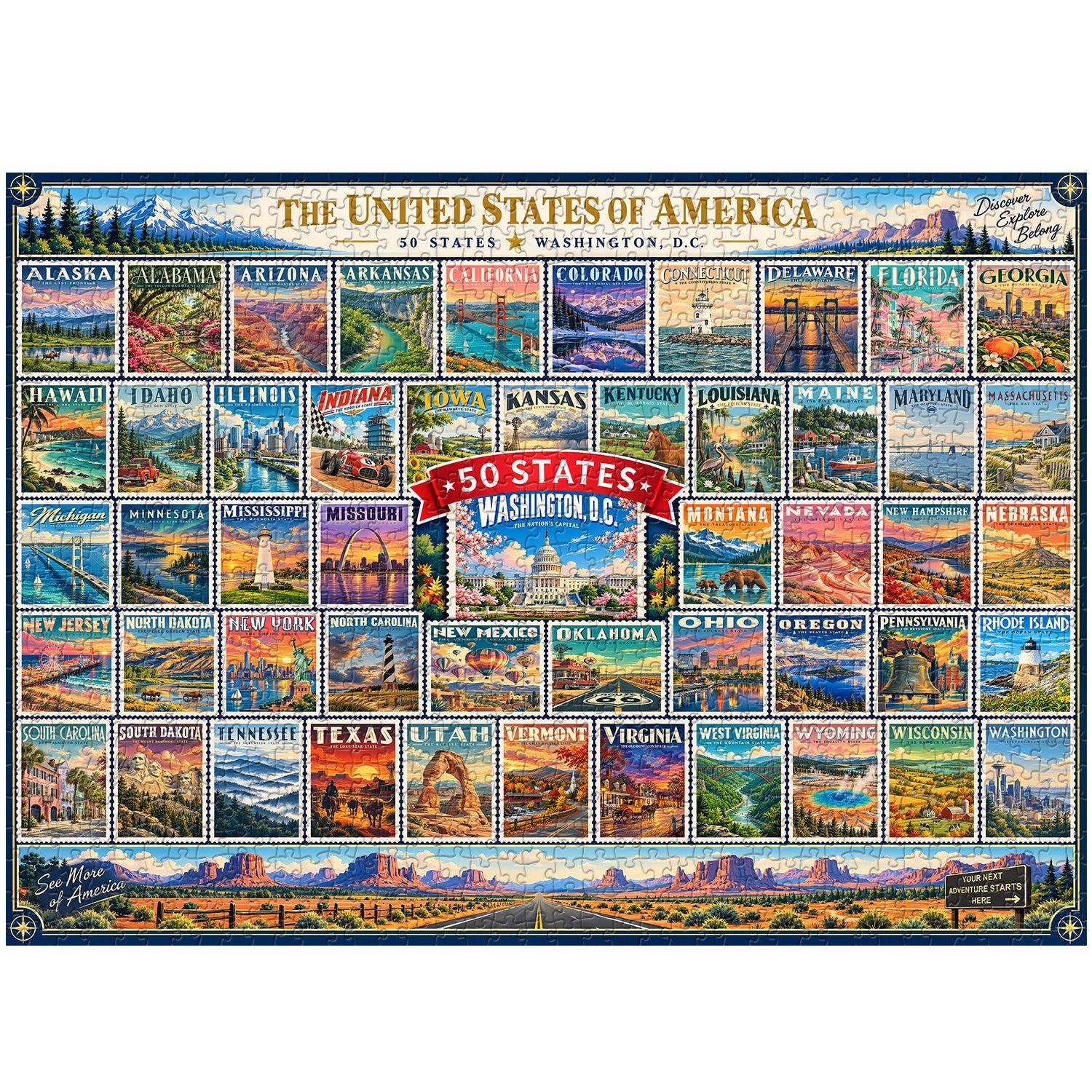 America in Stamps Jigsaw Puzzle 1000 Pieces