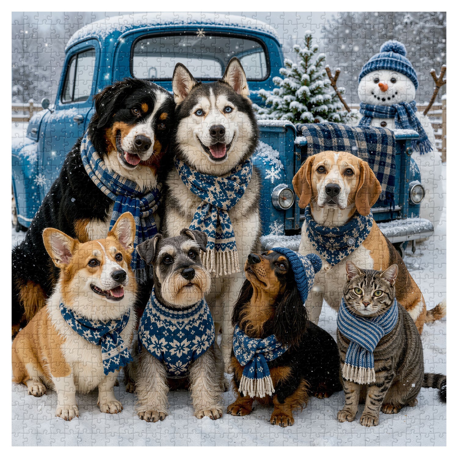 Winter Scarf Family Photo Jigsaw Puzzle 1000 Pieces