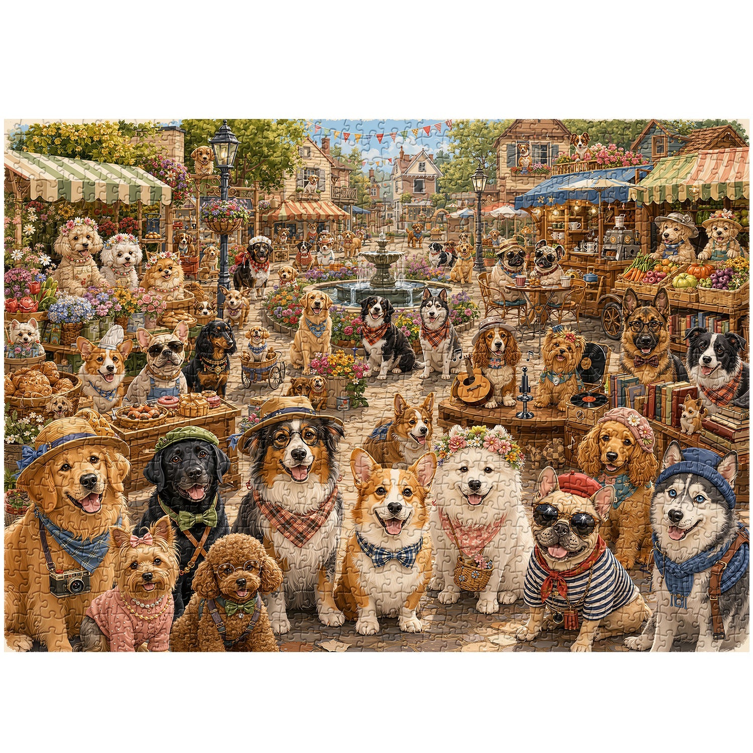 Dog Market Day Jigsaw Puzzle 1000 Piece