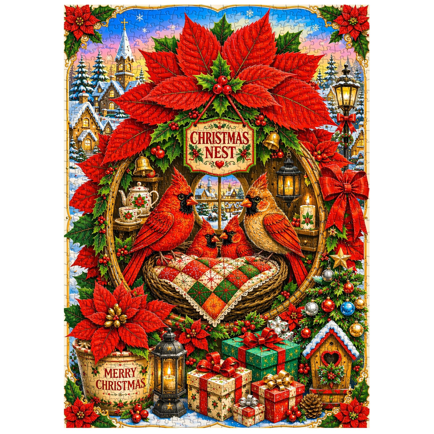 Christmas Cardinals Jigsaw Puzzle 1000 Pieces