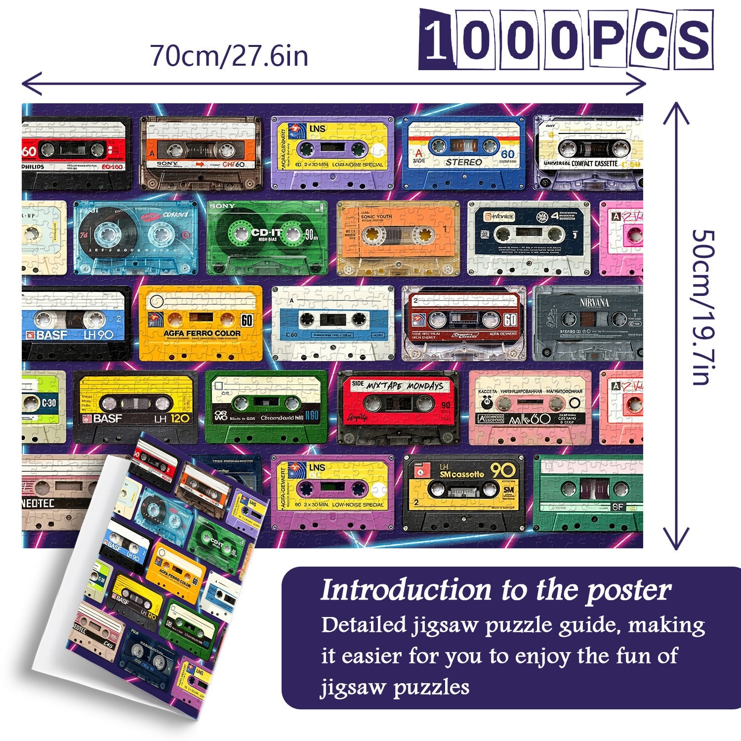Vintage Cassette Tapes Jigsaw Puzzle 1000 Pieces