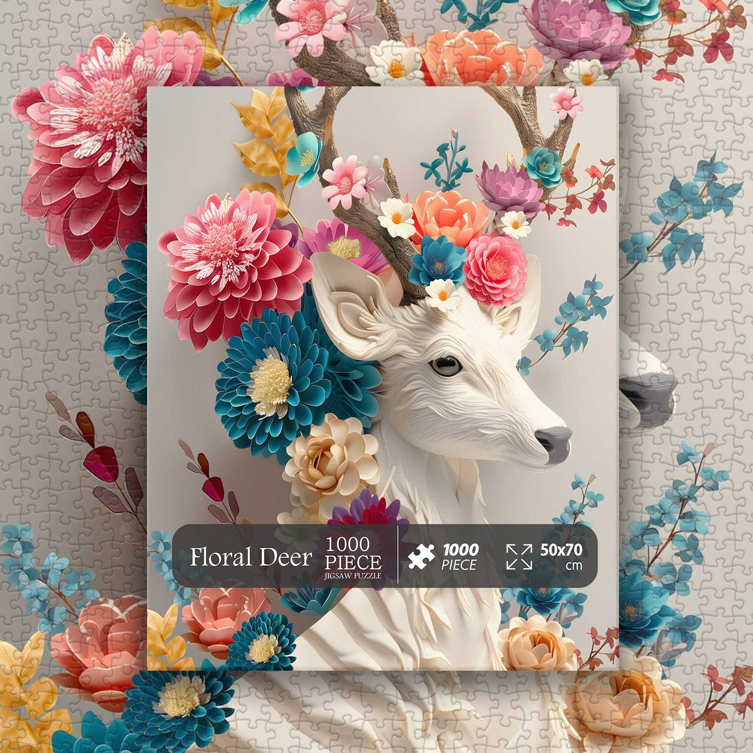 Floral Deer Jigsaw Puzzles 1000 Pieces