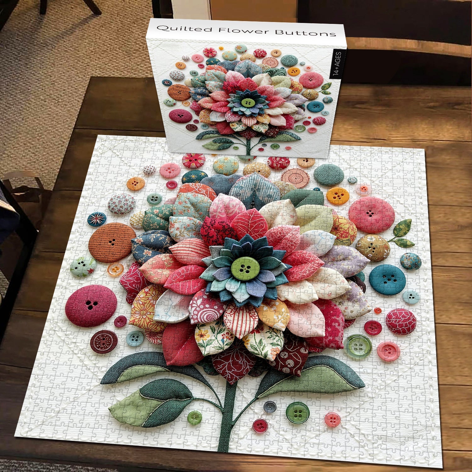 Quilted Flower Buttons Jigsaw Puzzle 1000 Pieces